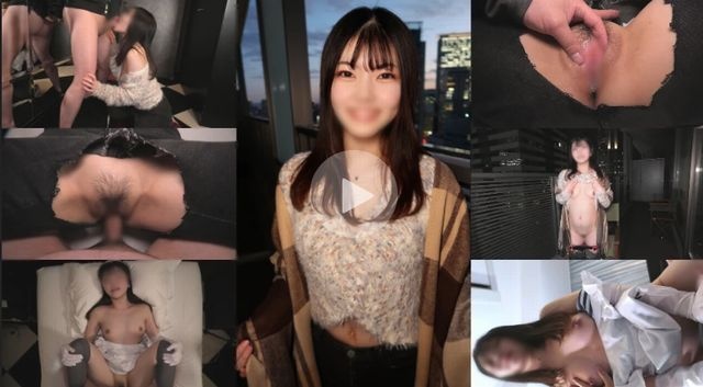 [即ハメ中出し素人］無修正≪清楚系➡ベランダでおまんこ露出＆フェラ！穴開きジーンズ&times;メイドコス　濃厚精液　生中出し≫ジーンズの穴から覗く美マンコをナマで突きまくり！処女並きつきつマンコに連続中出しイキまくり！ - 素人（まりも）