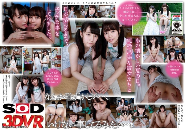 【VR】マセガキ娘とウブ娘。駄菓子屋の奥に仲良し2人組を連れ込んで、セミの声をかき消すほどに喘がせた3P!